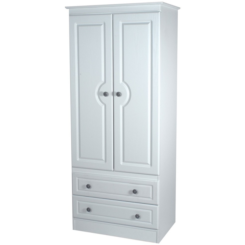 Nocton 182cm Tall 74cm Wide 2 Door Combination Wardrobe - White Gloss