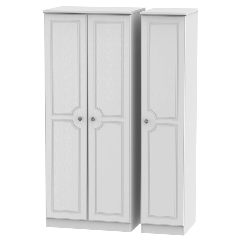 Nocton 182cm Tall 111cm Wide Triple Door Wardrobe - Non-Gloss In White