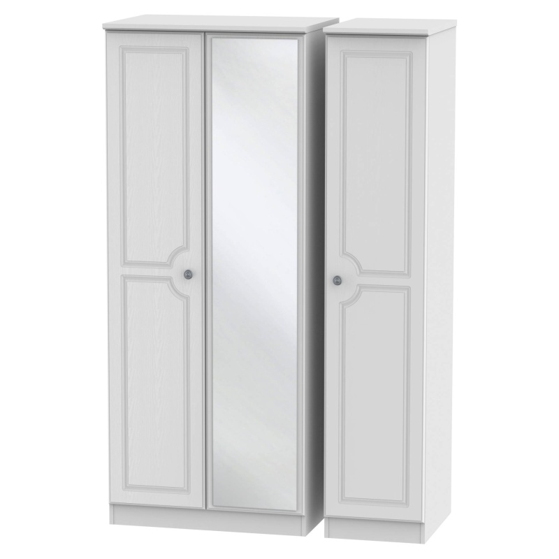 Nocton 182cm Tall 111cm Wide Mirror Wardrobe - Non-Gloss In White