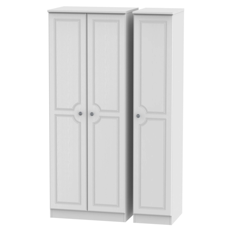 Nocton 197cm Tall 111cm Wide Triple Wardrobe - White Gloss