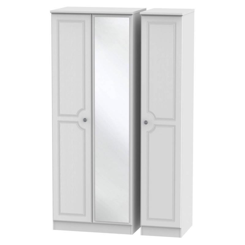 Nocton 197cm Tall 111cm Wide Mirror Wardrobe - White Gloss