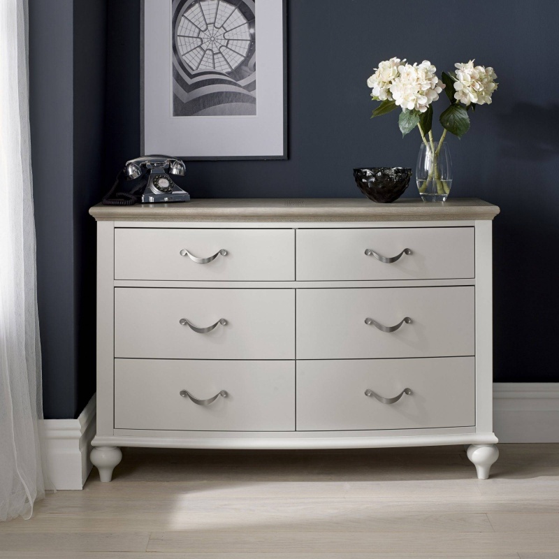 Montreal Grey Washed Oak and Soft Grey 6 Drawer Wide Chest