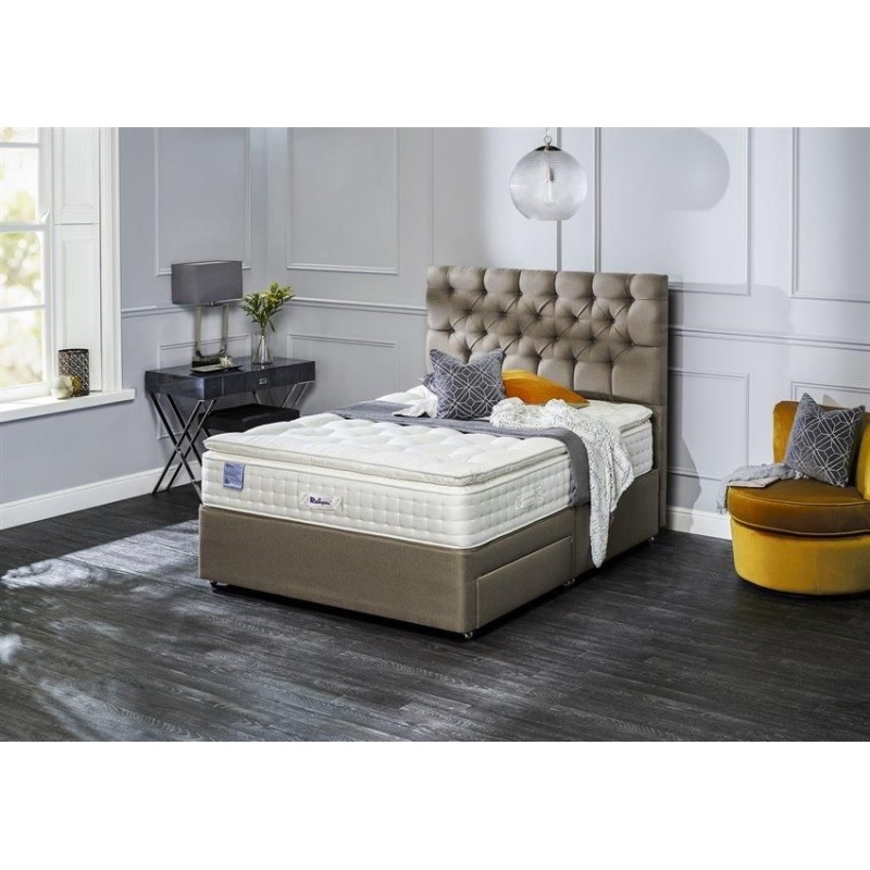 Relyon Dreamworld Ullswater Natural Silk 2900 Mattress and Divan Set - 150cm King - Ottoman - Padded Top In SilverBeigeCreamM