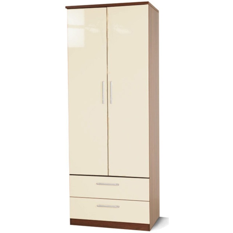 London Tall 2ft6 2 Drawer Robe - Finish In White