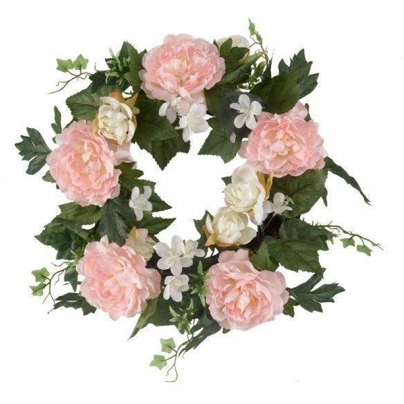 Faux Décor By Smart Garden Products Peony Whirl Artificial Plant Wreath|