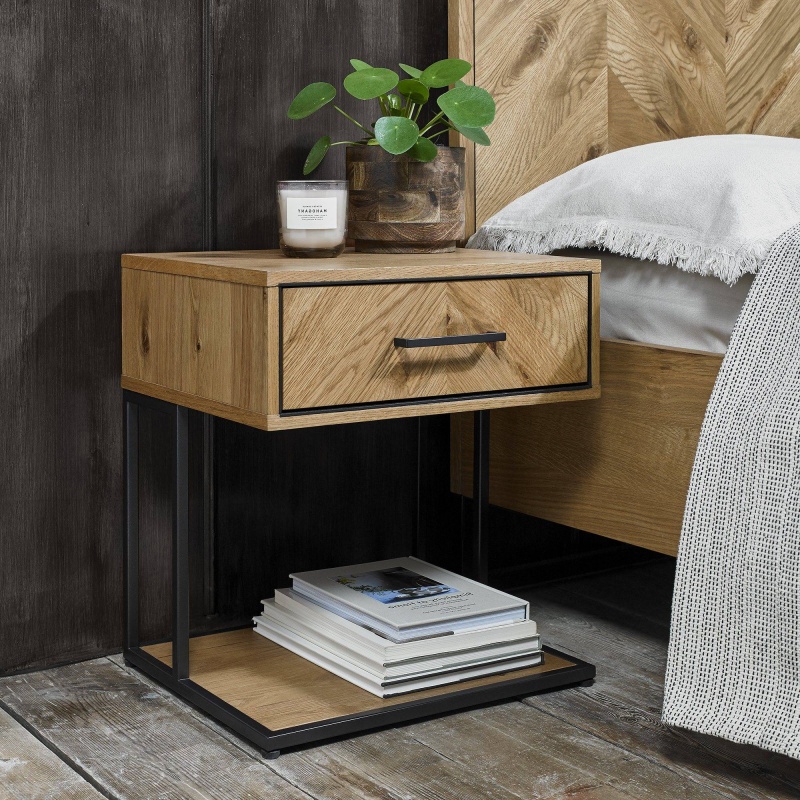 Vaughan Chevron Oak Nightstand