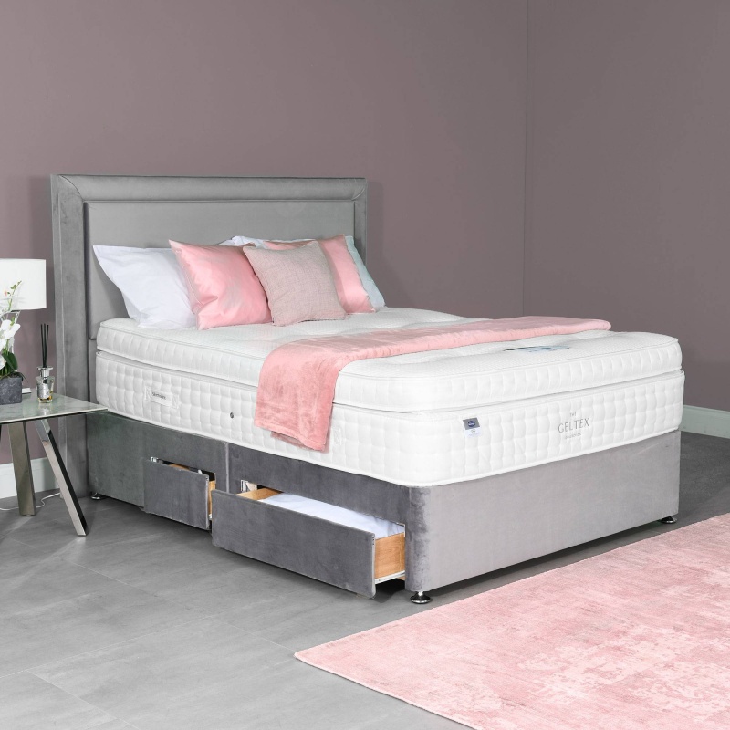 Silentnight Palatial Geltex Mattress and Divan Set - 180cm Super King - No Storage In GreyBlackBeigeBro