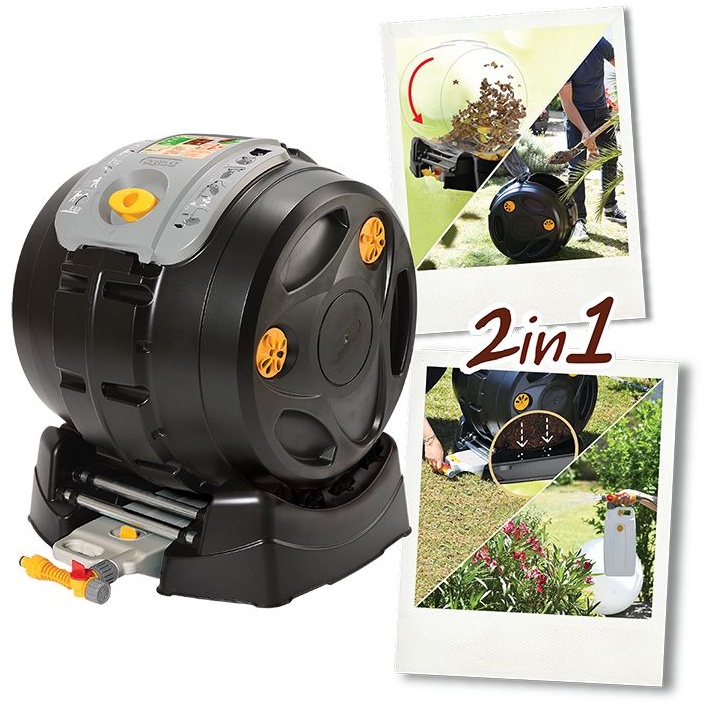 Photos - Compost Bin Hozelock Garden Composter 4001 2-1 Easy-Mix Tumbling Composter 100L In Bla 