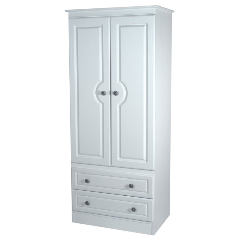 Nocton 2ft 6in 2 Drawer Mirror Wardrobe In White