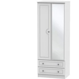 Nocton Tall 2ft6in 2 Drawer Mirror Wardrobe In White