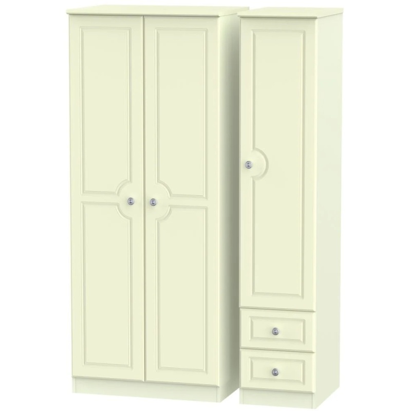 Nocton Triple Plain Drawer Wardrobe In White