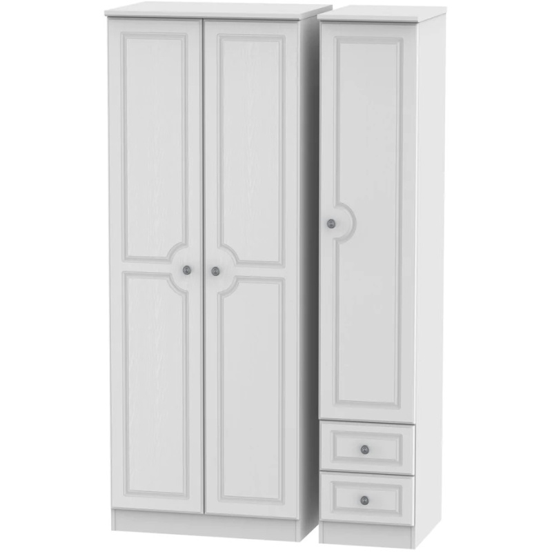 Nocton Tall Triple Plain Drawer Wardrobe In White