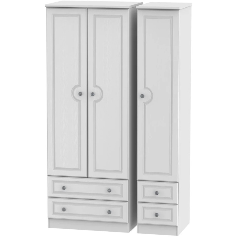 Nocton Tall Triple 2 Drawer Drawer Wardrobe In White