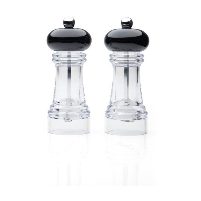 Taylors Eye Witness Salt and Pepper Mill Clear/Black Set Of 2