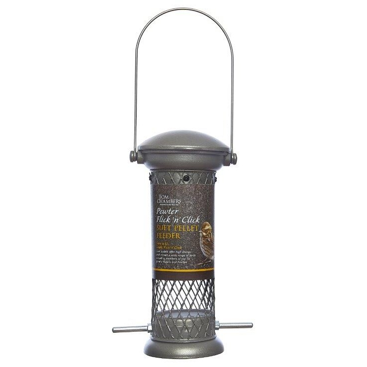 Tom Chambers Pewter Flick n Click Suet Pellet Bird Feeder