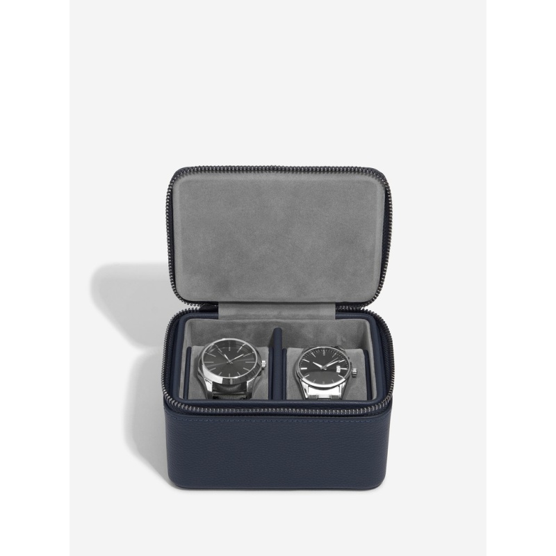 Stackers Navy Blue Double Zipped Watch Box