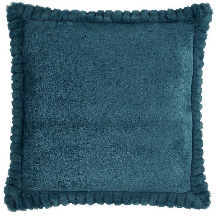 Catherine Lansfield Velvet & Fur Cushion Teal