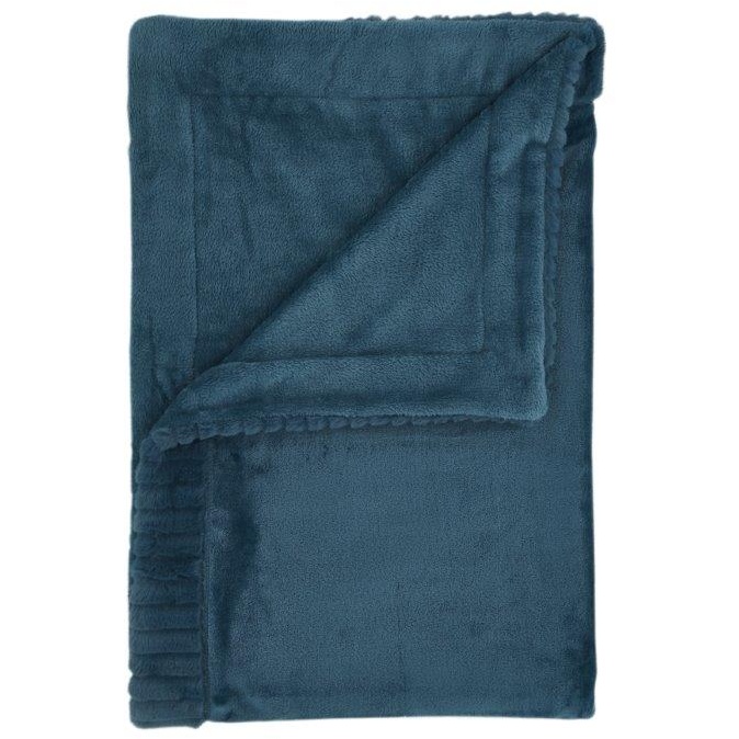 Catherine Lansfield Velvet & Fur Throw Teal