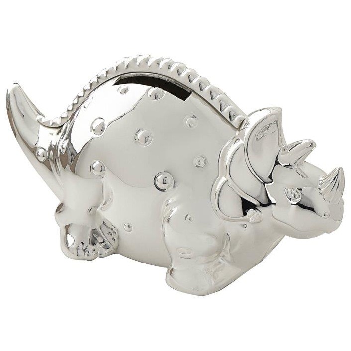 Bambino Silver Plated Dinosaur Money Box