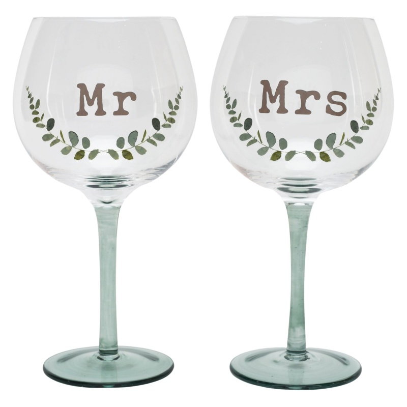 Love Story Mr & Mrs Gin Glasses Set