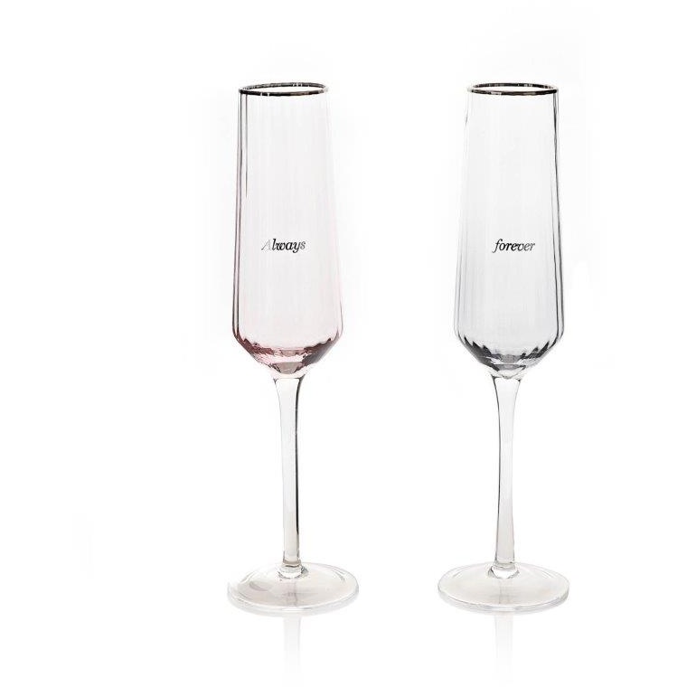 Set Of 2 Flute Glasses - Always & Forever