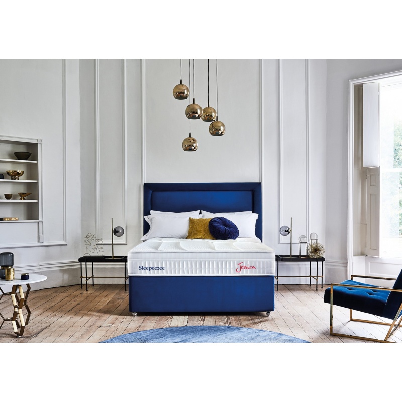 Sleepeezee Jessica Mattress and Divan Set - 135cm Double - 22 Drawers In BeigeCreamBlackPu