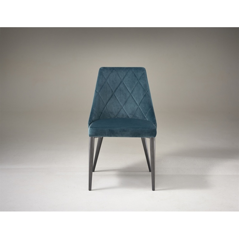 HND Amy Dining Chair - Teal Velvet - Meteor Grey