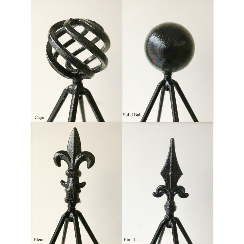 Poppy Forge Finial Top - Decorative Top For Garden Plant Support - Solid Steel - Black