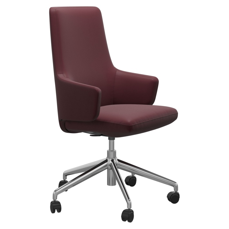 Stressless Vanilla High Back Home Office With Arms - Paloma Leather