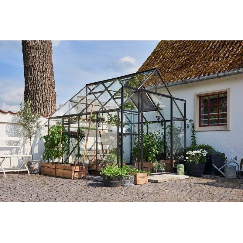 Halls Greenhouses Qube - 8 ft x 12 ft - Black - 3mm Toughened