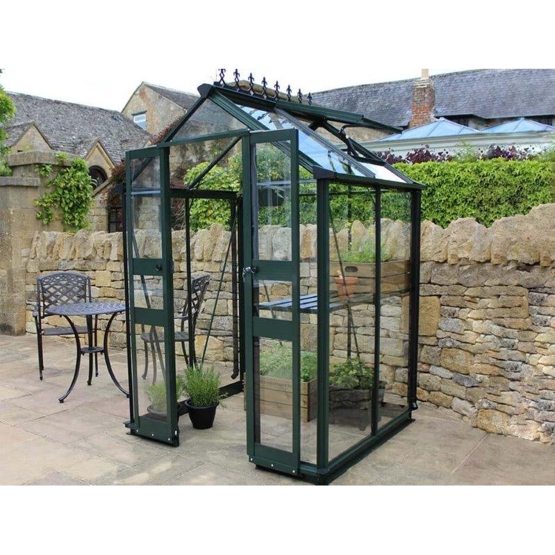 Halls Greenhouses Birdlip - 4 ft x 4 ft - Green - 3mm Toughened