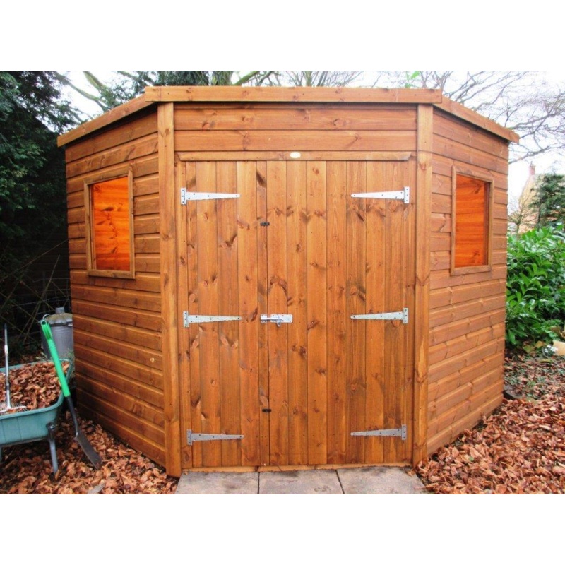 A1 Corner Shed Double Door - 8ft x 8ft - Loglap