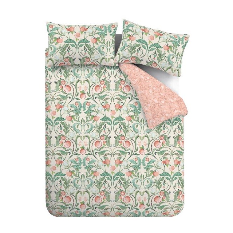 Catherine Lansfield Clarence Floral Reversible Natural Duvet Cover &  Pillowcase Set