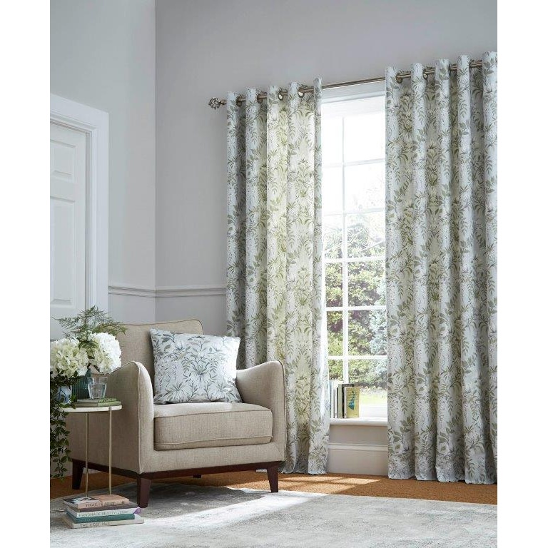 Laura Ashley Parterre Eyelet Curtains - Sage - 64x54