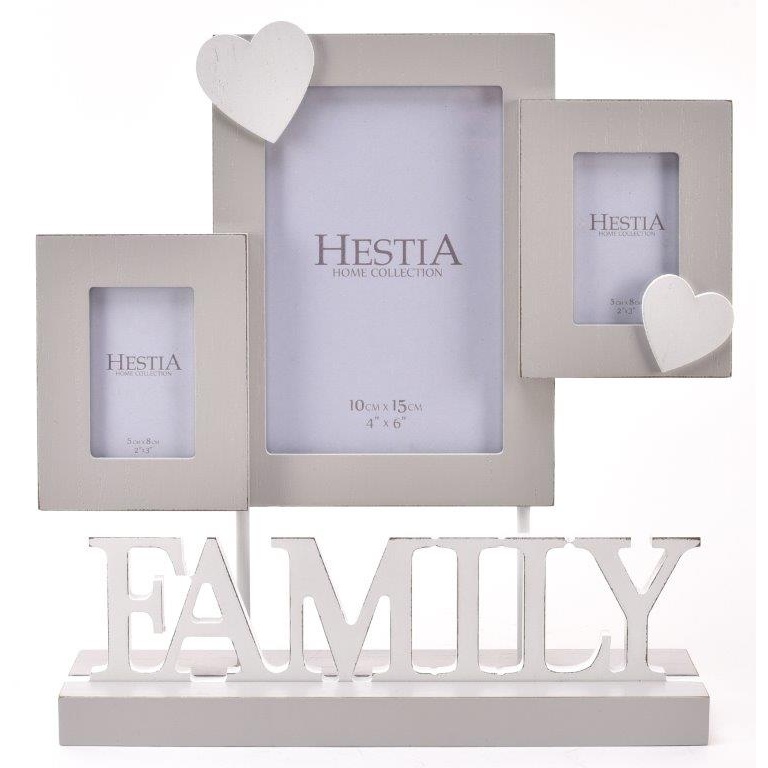 'Family' Heart Multi Aperture Photo Frame