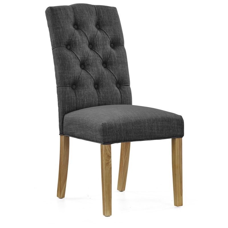 Ascot Charcoal Button Back Upholstered Dining Chair Pair