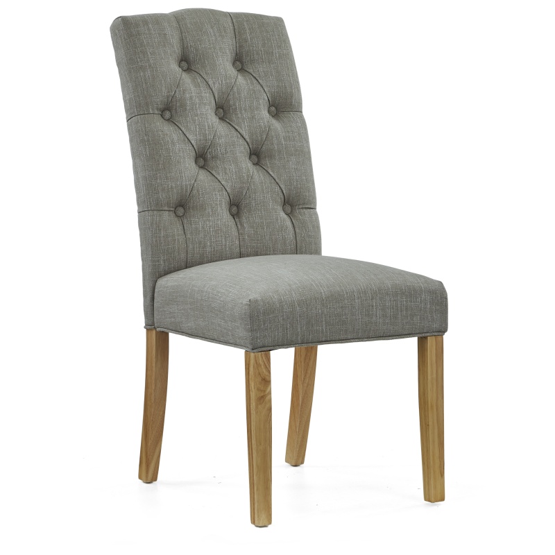 Ascot Grey Button Back Upholstered Dining Chair Pair