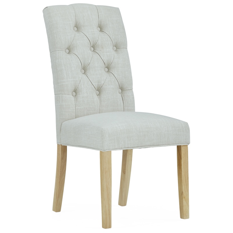 Ascot Natural Button Back Upholstered Dining Chair Pair