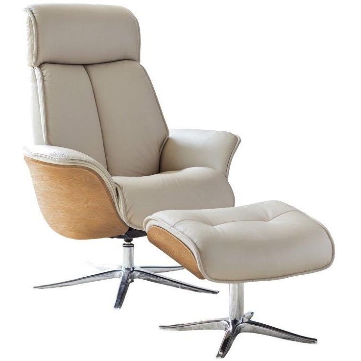 G Plan Ergoform Lund Recliner Chair and Stool With Show Wood - Fabric Grade W - Dark Wood - Polished