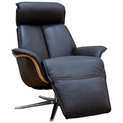 G Plan Ergoform Oslo Power Recliner Chair With Upholstered Sides - Leather Grade N - Dark Wood - Polished