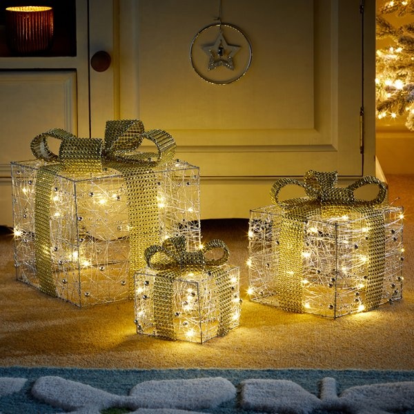 Smart Garden Silver Gilt Sparkly Faux Gift Boxes - Set of 3