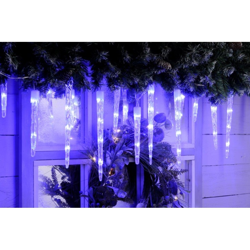 Festive 24 Colour Changing Icicle Lights - White to Blue