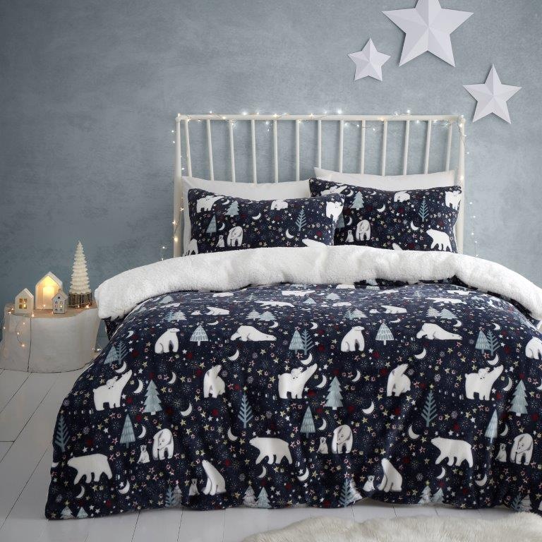 Fusion Starry Night Fleece Blue Duvet Set - Single