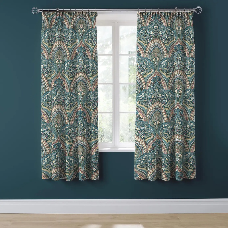 Dreams & Drapes Dreams & Drapes Palais Pencil Pleat Curtains With Tie-Backs 66 x 72 - Teal