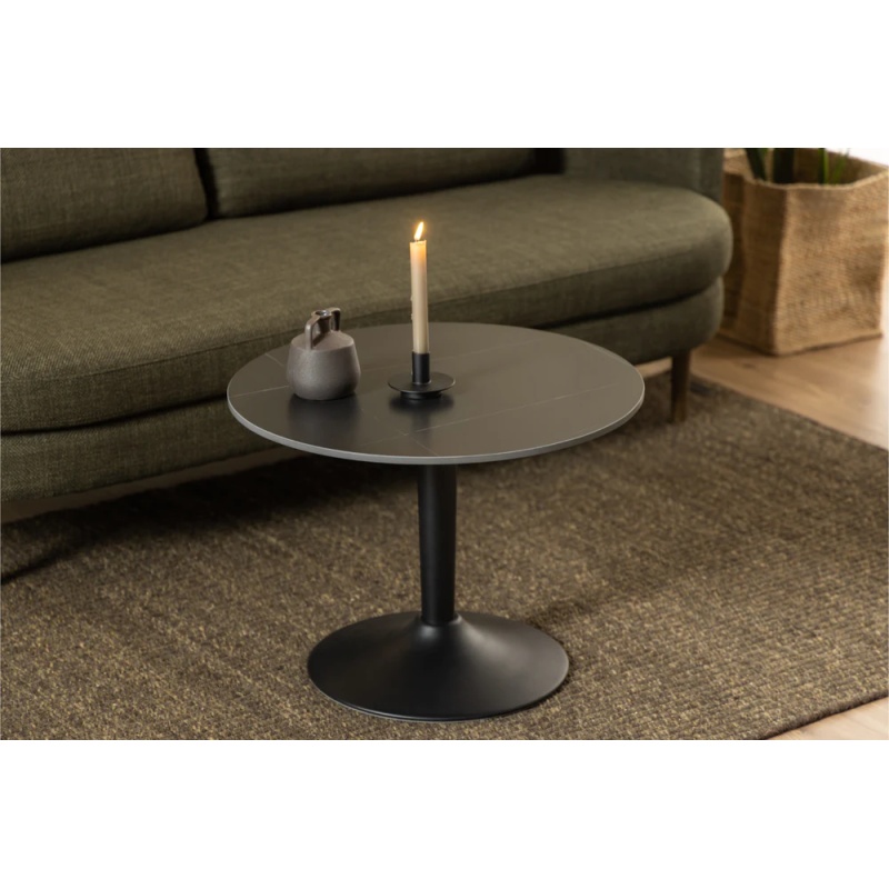 Malta Ceramic Round Coffee Table - Matt Black - 60cm Diameter