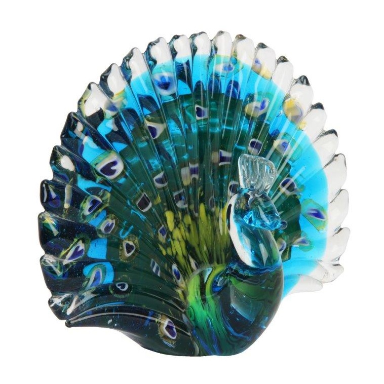 Objets D'art Glass Figurine - Peacock