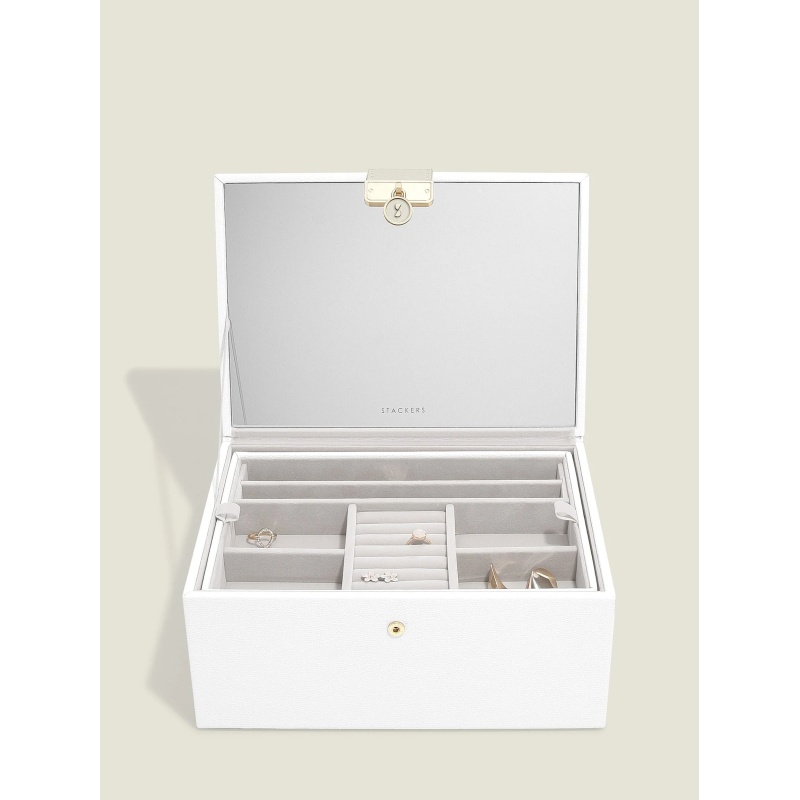 Stackers Two Tone Jewellery Box - Pebble White