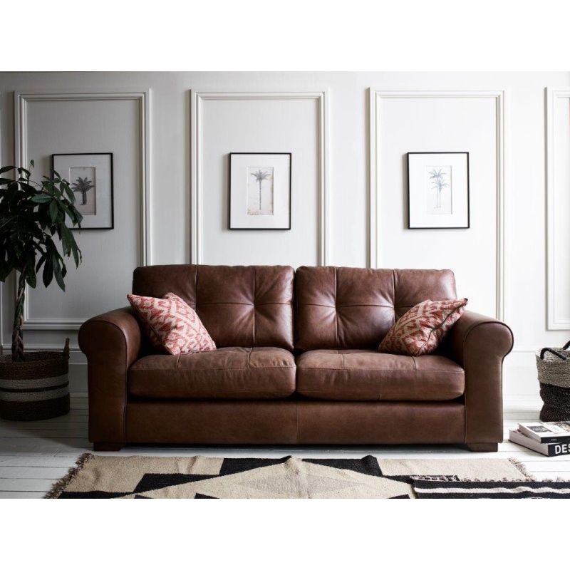 Alexander and James Pemberley Midi 3 Seater Sofa - Leather - Aurora/Cal/Jin