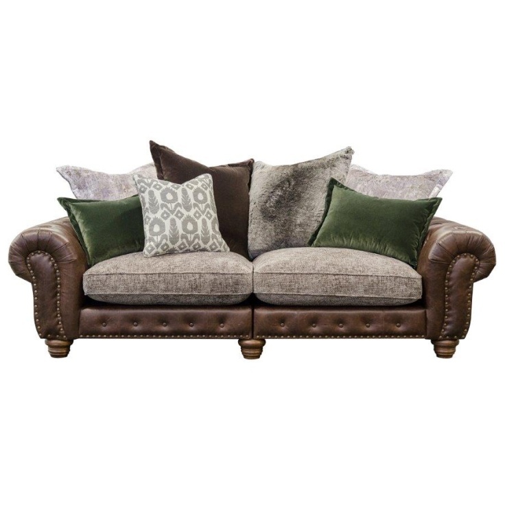 Alexander and James Wilson Pillow Back Large 3 Seater Sofa - Aurora/Jin/Cal