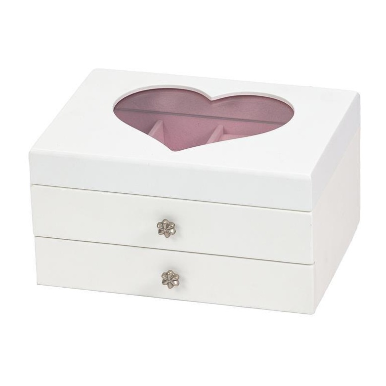 Mele and Co White Heart Jewellery Case